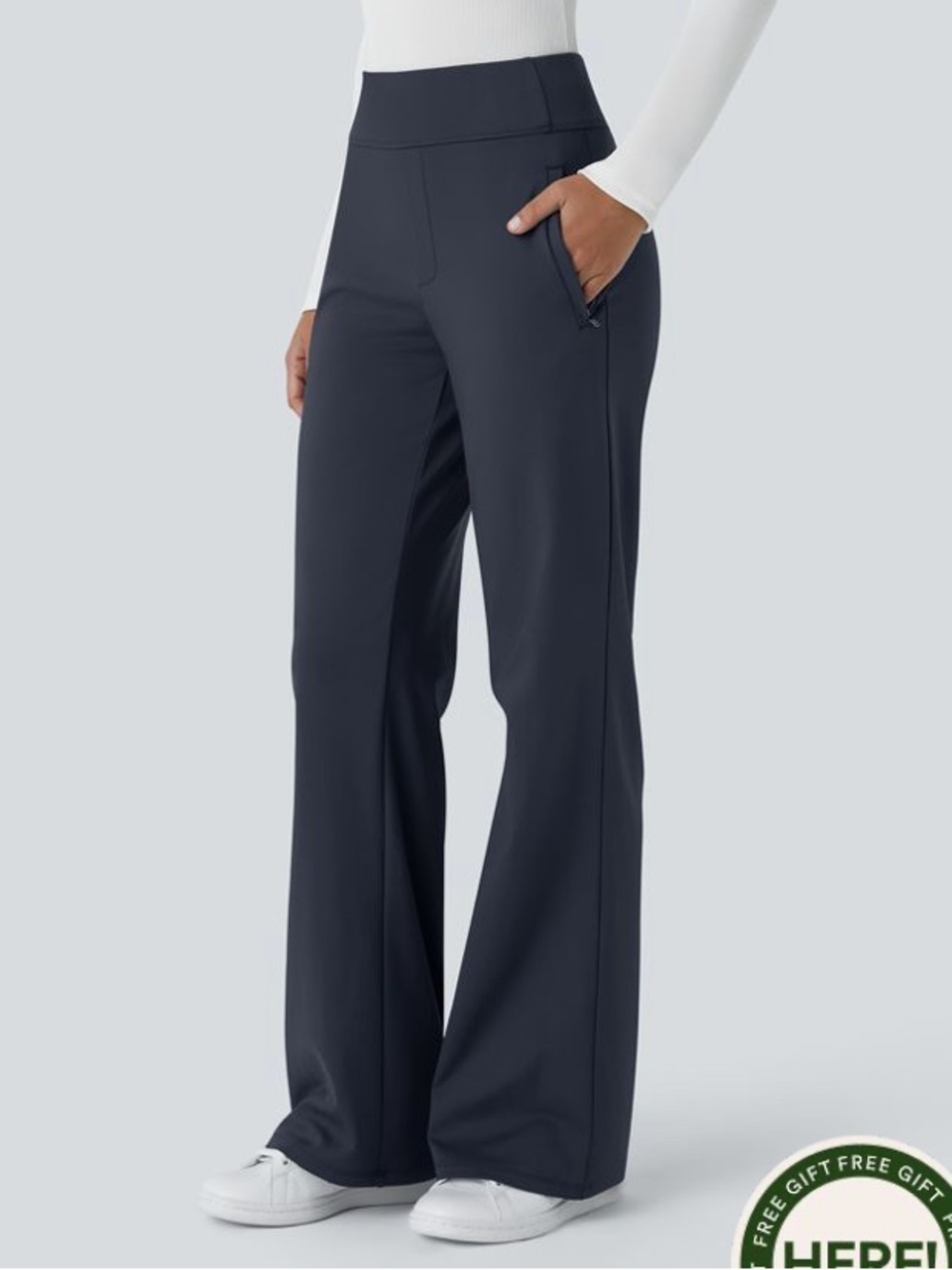 Halara Flex™ DayStretch Mid Rise Side Zipper Pocket Work Flare Pants